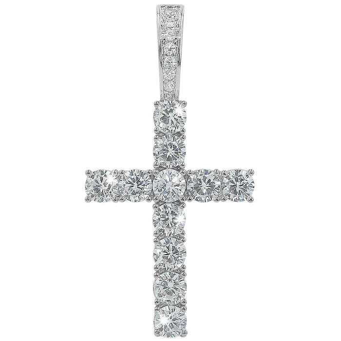 Necklaces Iced Tennis Cross Pendant 925 Silver The Icetruck