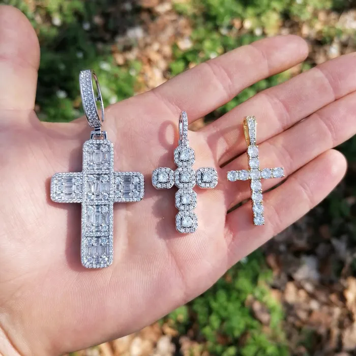 Necklaces Iced Tennis Cross Pendant 925 Silver The Icetruck Necklaces Iced Tennis Cross Pendant 925 Silver The Icetruck