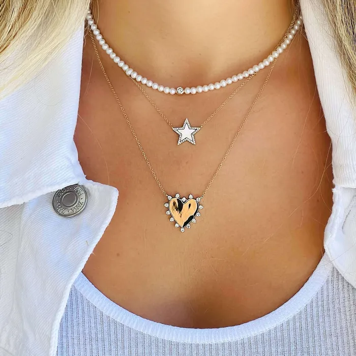 Necklaces Izakov Diamonds Fine Jewelry 14K Gold Diamond Accented Heart Necklace
