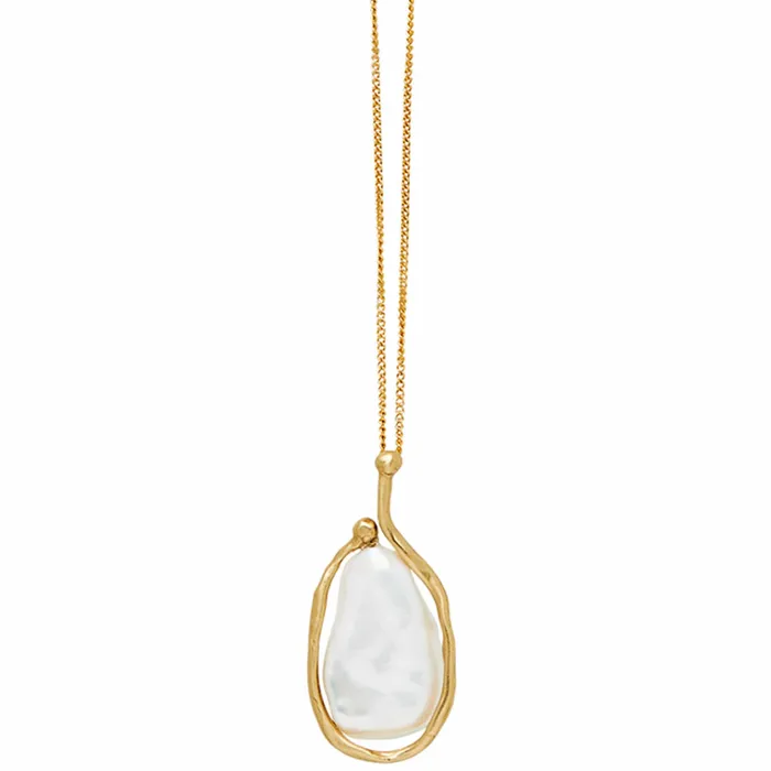 Necklaces Julie Cohn Design SATURN PEARL BRONZE PENDANT NECKLACE