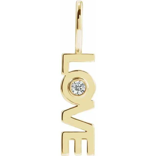 Necklaces LOVE Bezel Set Natural Diamond Solitaire Charm Pendant Solid 14K Yellow White Rose Gold or Silver 302 Fine Jewelry Necklaces LOVE Bezel Set Natural Diamond Solitaire Charm Pendant Solid 14K Yellow White Rose Gold or Silver 302 Fine Jewelry