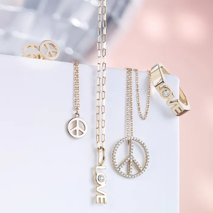 Necklaces LOVE Bezel Set Natural Diamond Solitaire Charm Pendant Solid 14K Yellow White Rose Gold or Silver 302 Fine Jewelry