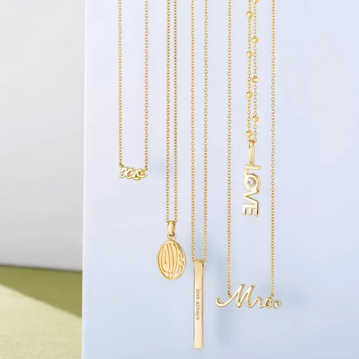 Necklaces LOVE Bezel Set Natural Diamond Solitaire Charm Pendant Solid 14K Yellow White Rose Gold or Silver 302 Fine Jewelry