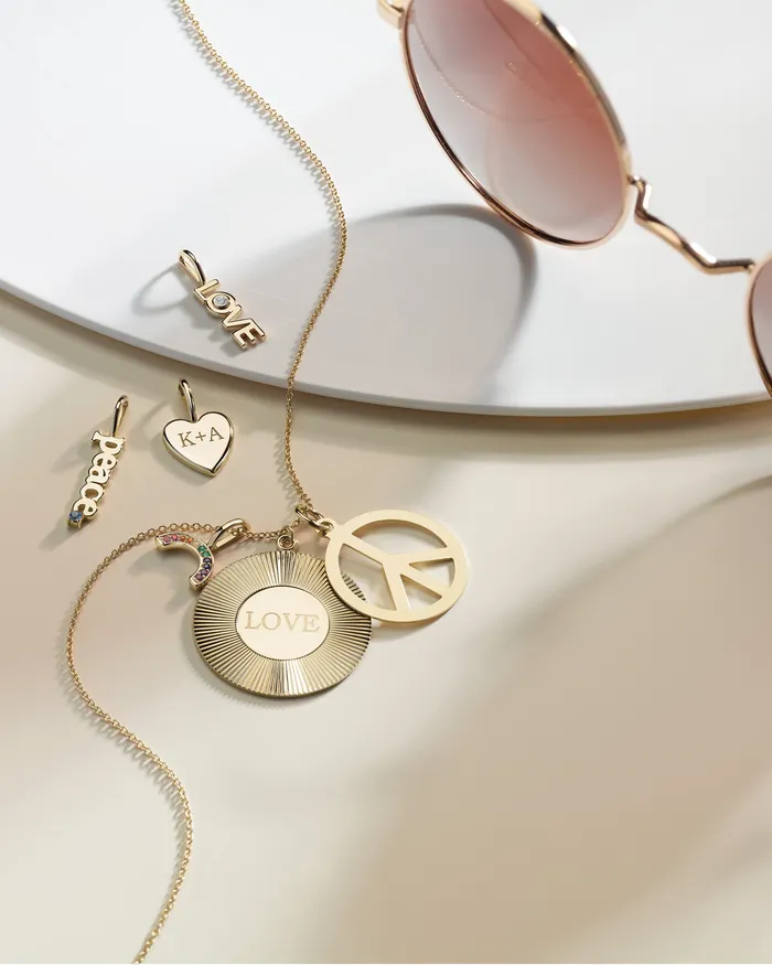 Necklaces LOVE Bezel Set Natural Diamond Solitaire Charm Pendant Solid 14K Yellow White Rose Gold or Silver 302 Fine Jewelry