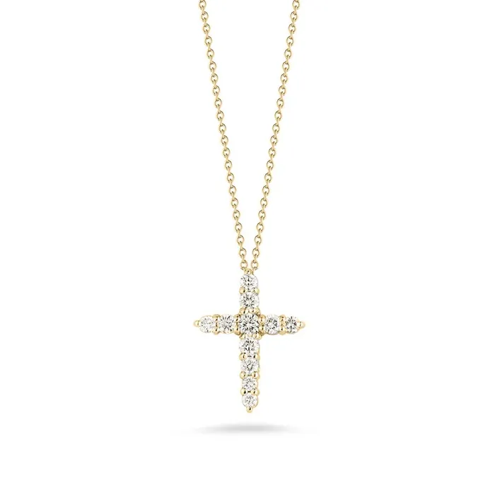 Necklaces ROBERTO COIN Yellow Gold Cross Pendant with Diamonds