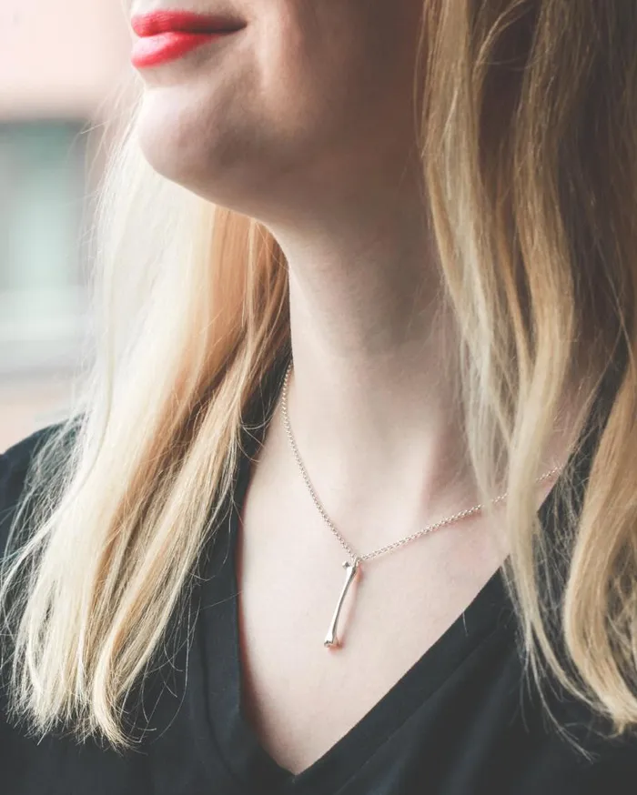 Necklaces sciencejewelry1824 femur necklace silver