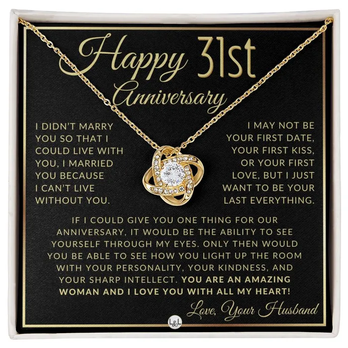 Necklaces ShineOn Fulfillment 31st Anniversary Gift For Wife Beautiful Womens Pendant Necklace Heartfelt Anniversary Message Necklaces ShineOn Fulfillment 31st Anniversary Gift For Wife Beautiful Womens Pendant Necklace Heartfelt Anniversary Message