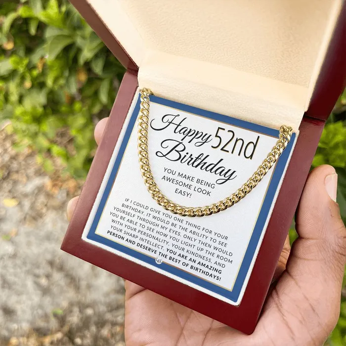 Necklaces ShineOn Fulfillment 52nd Birthday Gift For Him Chain Necklace For 52 Year Old Mans Birthday Great Birthday Gift For Men Jewelry For Guys