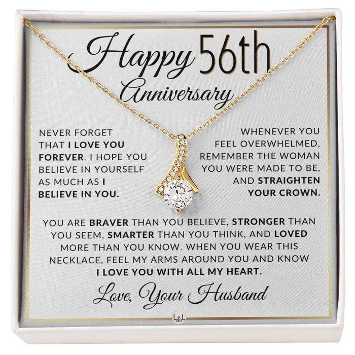 Necklaces ShineOn Fulfillment 56th Anniversary Gift For Wife Anniversary Gift Idea For Your Wife Drop Pendant Necklace Heartfelt Anniversary Message Necklaces ShineOn Fulfillment 56th Anniversary Gift For Wife Anniversary Gift Idea For Your Wife Drop Pendant Necklace Heartfelt Anniversary Message