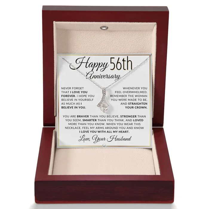Necklaces ShineOn Fulfillment 56th Anniversary Gift For Wife Anniversary Gift Idea For Your Wife Drop Pendant Necklace Heartfelt Anniversary Message