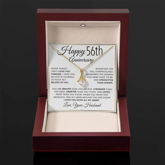 Necklaces ShineOn Fulfillment 56th Anniversary Gift For Wife Anniversary Gift Idea For Your Wife Drop Pendant Necklace Heartfelt Anniversary Message