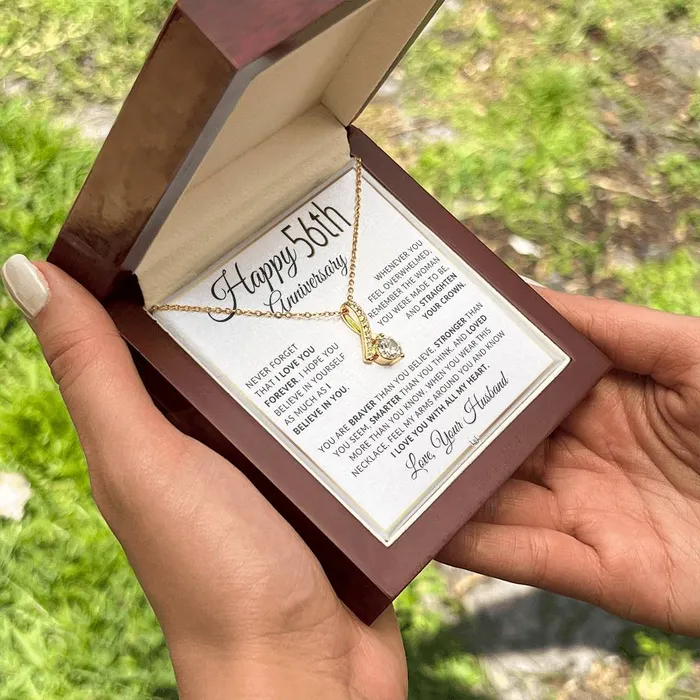 Necklaces ShineOn Fulfillment 56th Anniversary Gift For Wife Anniversary Gift Idea For Your Wife Drop Pendant Necklace Heartfelt Anniversary Message