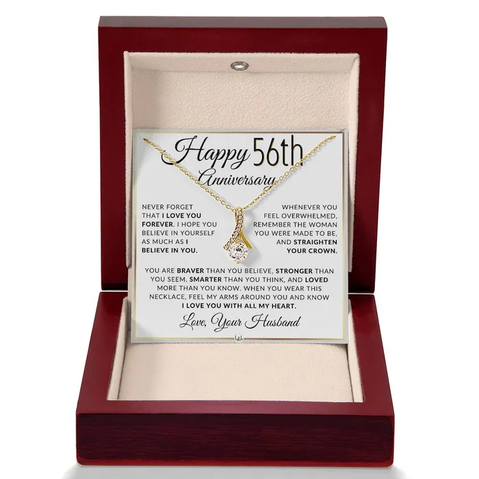 Necklaces ShineOn Fulfillment 56th Anniversary Gift For Wife Anniversary Gift Idea For Your Wife Drop Pendant Necklace Heartfelt Anniversary Message