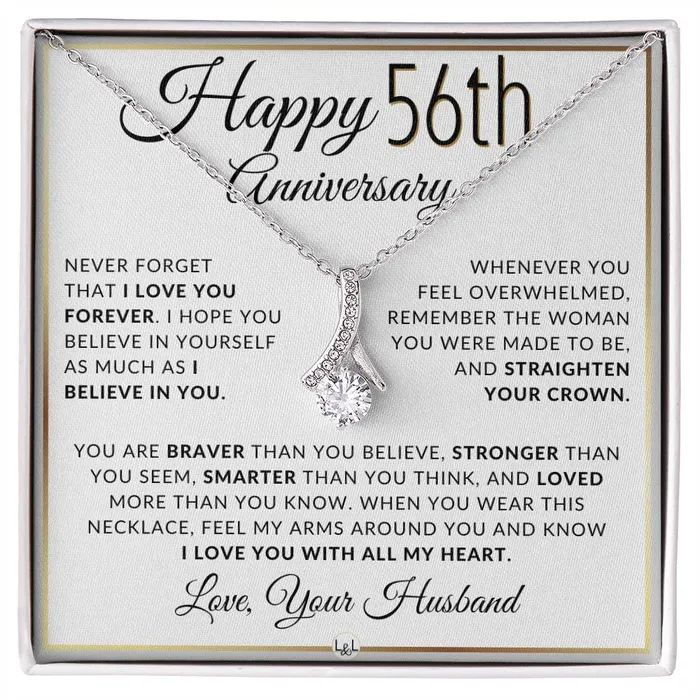 Necklaces ShineOn Fulfillment 56th Anniversary Gift For Wife Anniversary Gift Idea For Your Wife Drop Pendant Necklace Heartfelt Anniversary Message