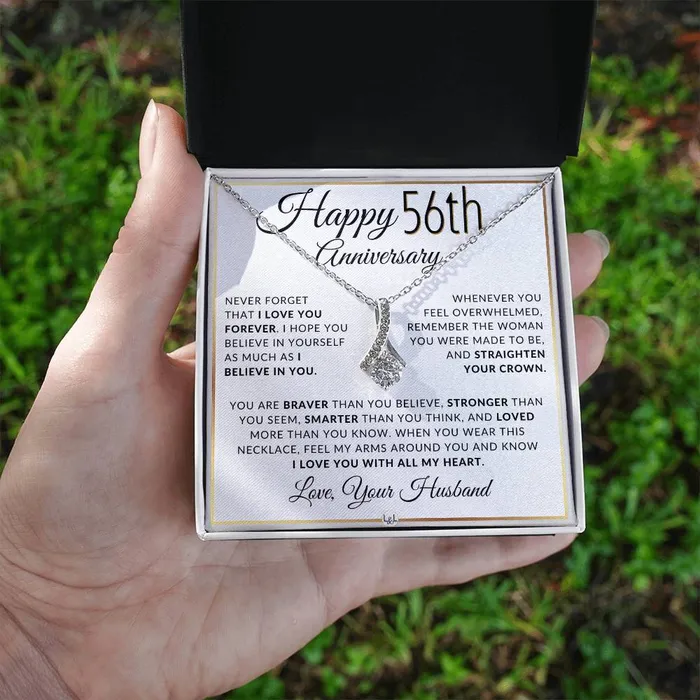 Necklaces ShineOn Fulfillment 56th Anniversary Gift For Wife Anniversary Gift Idea For Your Wife Drop Pendant Necklace Heartfelt Anniversary Message