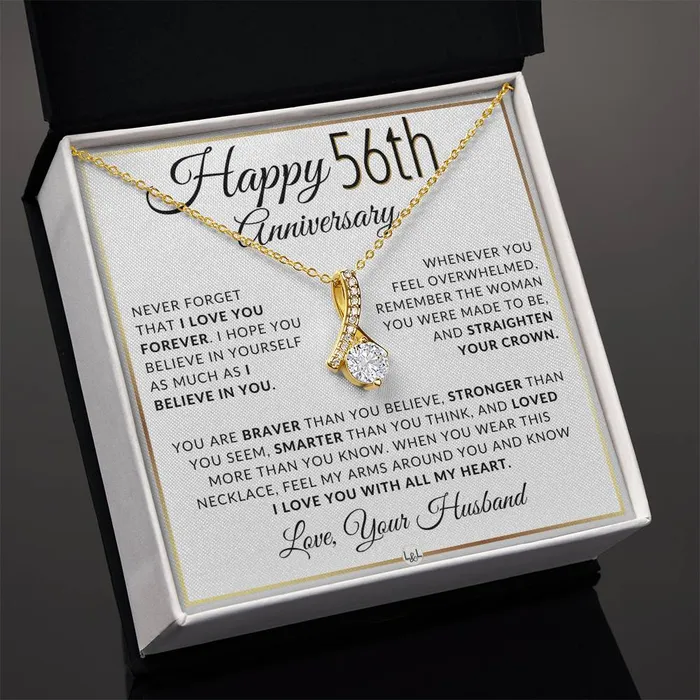 Necklaces ShineOn Fulfillment 56th Anniversary Gift For Wife Anniversary Gift Idea For Your Wife Drop Pendant Necklace Heartfelt Anniversary Message