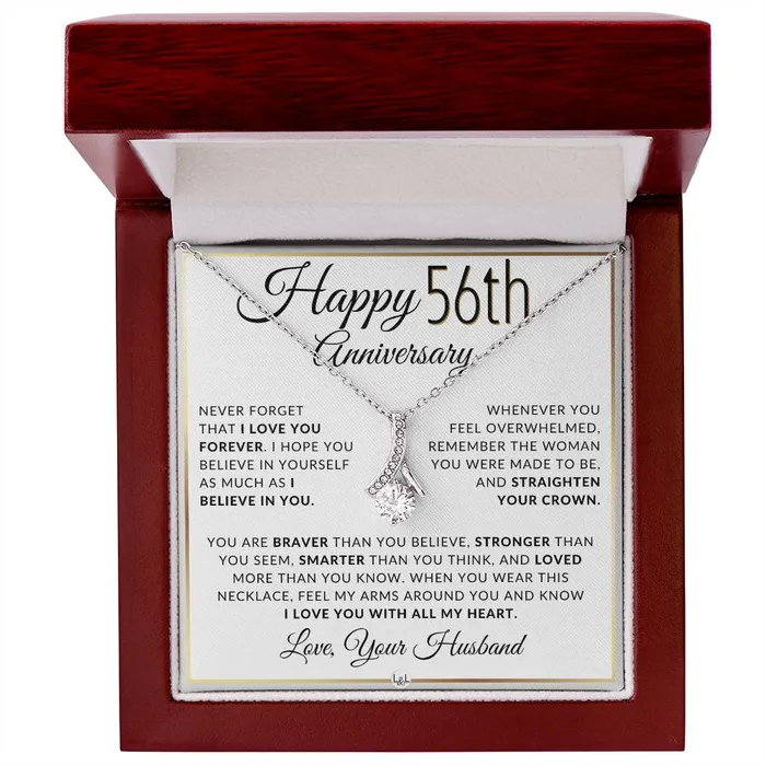 Necklaces ShineOn Fulfillment 56th Anniversary Gift For Wife Anniversary Gift Idea For Your Wife Drop Pendant Necklace Heartfelt Anniversary Message