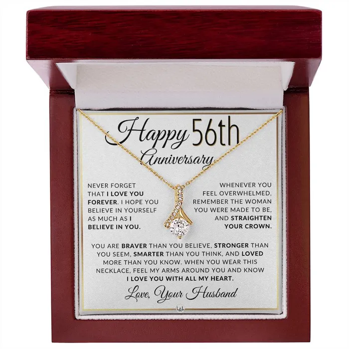 Necklaces ShineOn Fulfillment 56th Anniversary Gift For Wife Anniversary Gift Idea For Your Wife Drop Pendant Necklace Heartfelt Anniversary Message