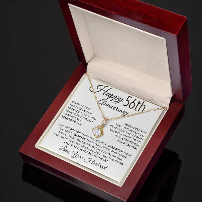 Necklaces ShineOn Fulfillment 56th Anniversary Gift For Wife Anniversary Gift Idea For Your Wife Drop Pendant Necklace Heartfelt Anniversary Message