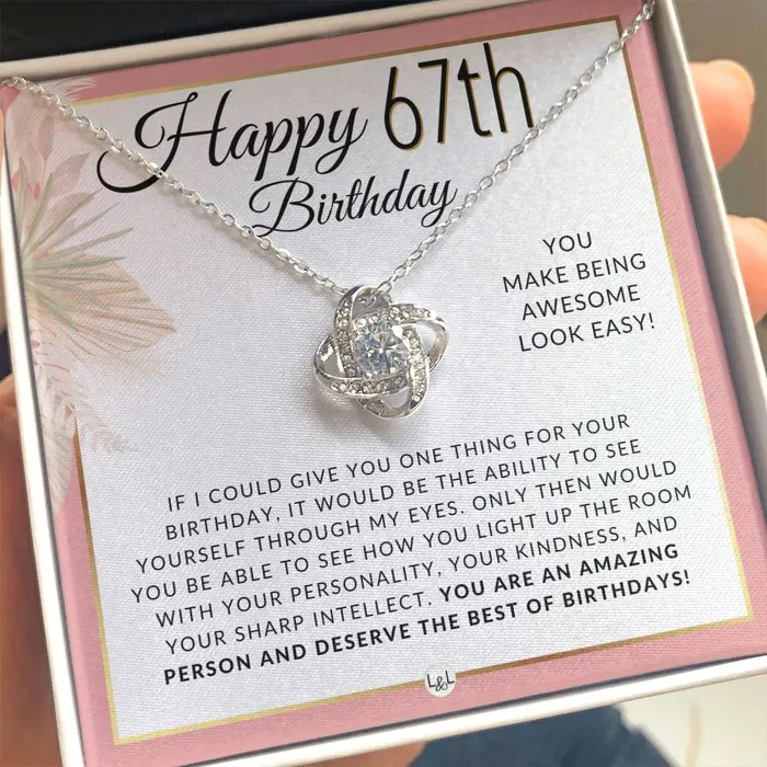 Necklaces ShineOn Fulfillment 67th Birthday Gift For Her Necklace For 67 Year Old Birthday Beautiful Womens Pendant Necklace Heartfelt Birthday Message For Her