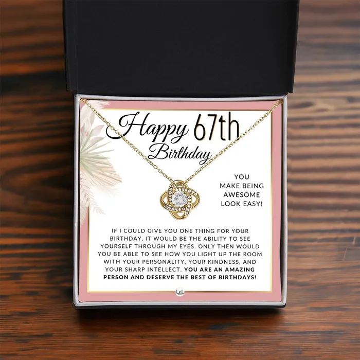 Necklaces ShineOn Fulfillment 67th Birthday Gift For Her Necklace For 67 Year Old Birthday Beautiful Womens Pendant Necklace Heartfelt Birthday Message For Her