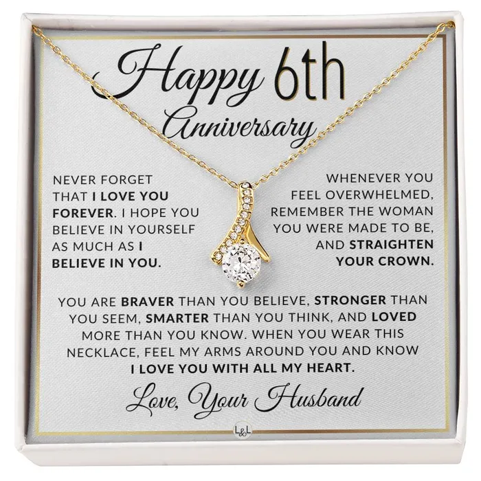 Necklaces ShineOn Fulfillment 6th Anniversary Gift For Wife Anniversary Gift Idea For Your Wife Drop Pendant Necklace Heartfelt Anniversary Message Necklaces ShineOn Fulfillment 6th Anniversary Gift For Wife Anniversary Gift Idea For Your Wife Drop Pendant Necklace Heartfelt Anniversary Message