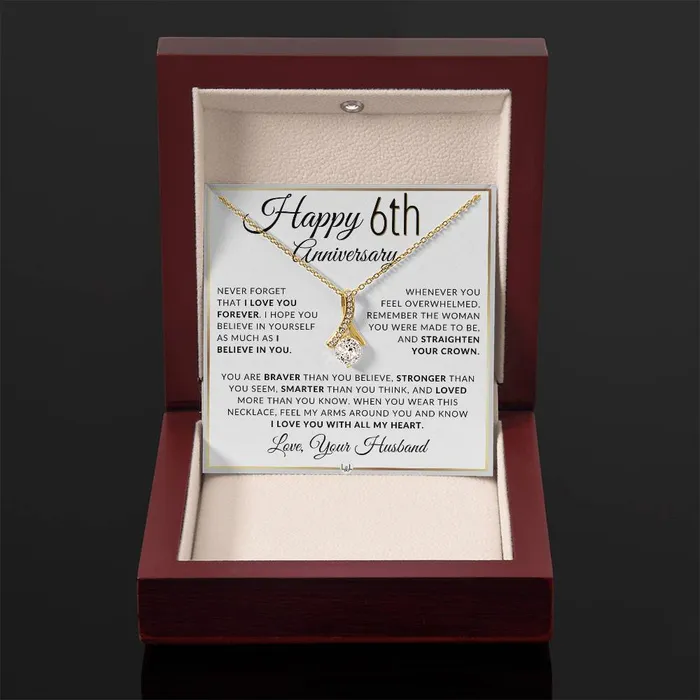 Necklaces ShineOn Fulfillment 6th Anniversary Gift For Wife Anniversary Gift Idea For Your Wife Drop Pendant Necklace Heartfelt Anniversary Message