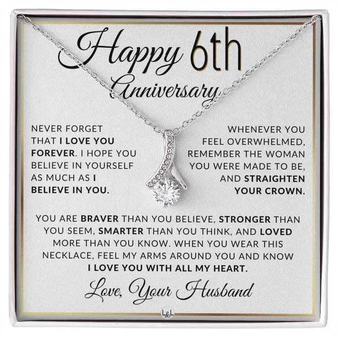 Necklaces ShineOn Fulfillment 6th Anniversary Gift For Wife Anniversary Gift Idea For Your Wife Drop Pendant Necklace Heartfelt Anniversary Message