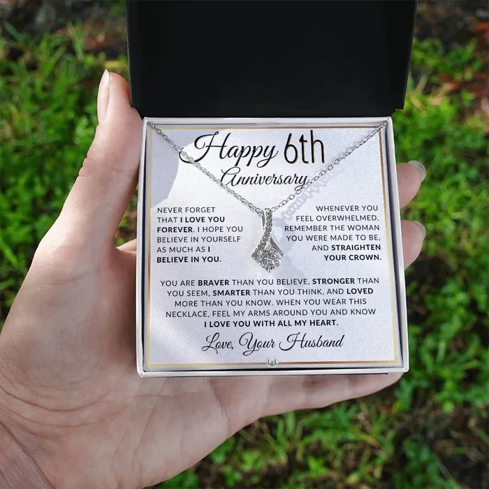 Necklaces ShineOn Fulfillment 6th Anniversary Gift For Wife Anniversary Gift Idea For Your Wife Drop Pendant Necklace Heartfelt Anniversary Message