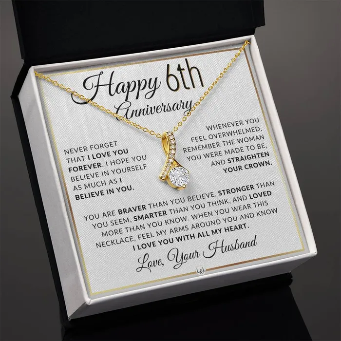 Necklaces ShineOn Fulfillment 6th Anniversary Gift For Wife Anniversary Gift Idea For Your Wife Drop Pendant Necklace Heartfelt Anniversary Message