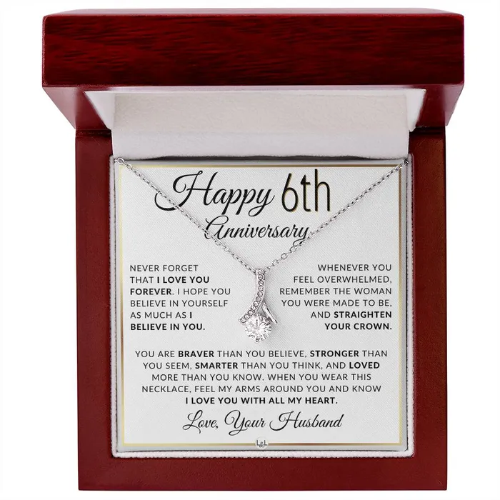 Necklaces ShineOn Fulfillment 6th Anniversary Gift For Wife Anniversary Gift Idea For Your Wife Drop Pendant Necklace Heartfelt Anniversary Message