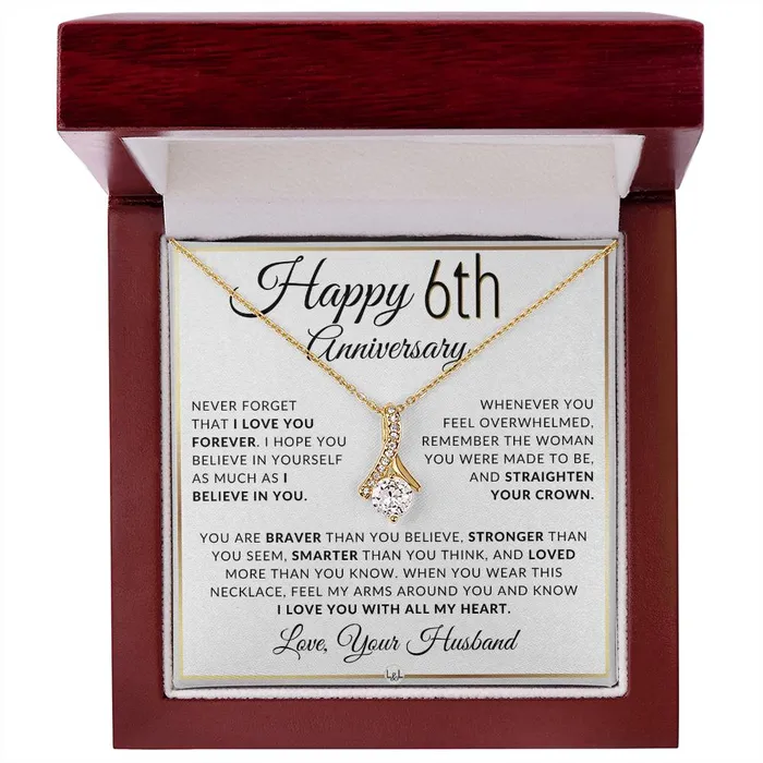 Necklaces ShineOn Fulfillment 6th Anniversary Gift For Wife Anniversary Gift Idea For Your Wife Drop Pendant Necklace Heartfelt Anniversary Message