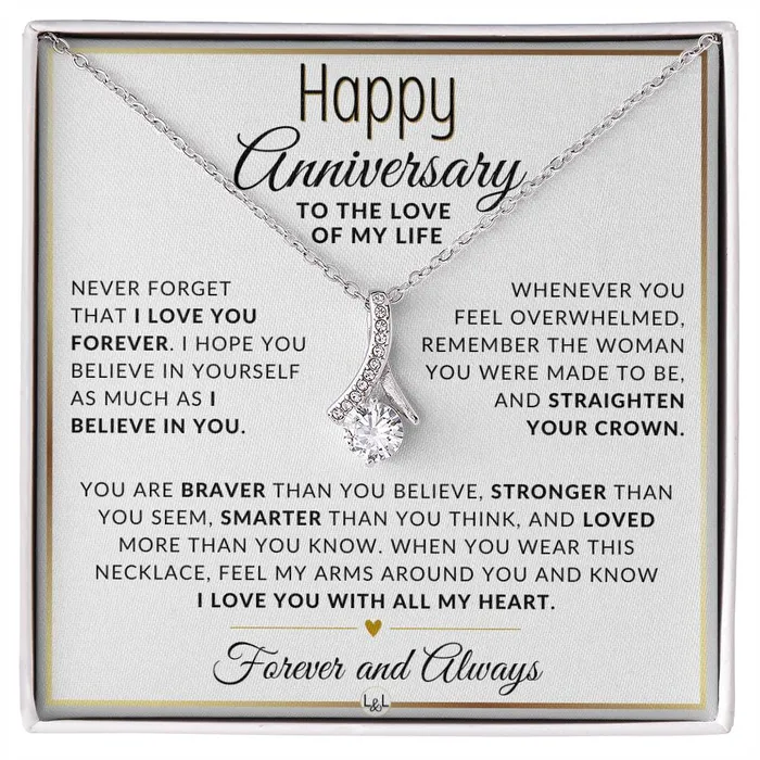 Necklaces ShineOn Fulfillment Anniversary Gift For Her I Love You Forever Anniversary Gift Idea For Wife Girlfriend or Fiance Drop Pendant Necklace Heartfelt Anniversary Message