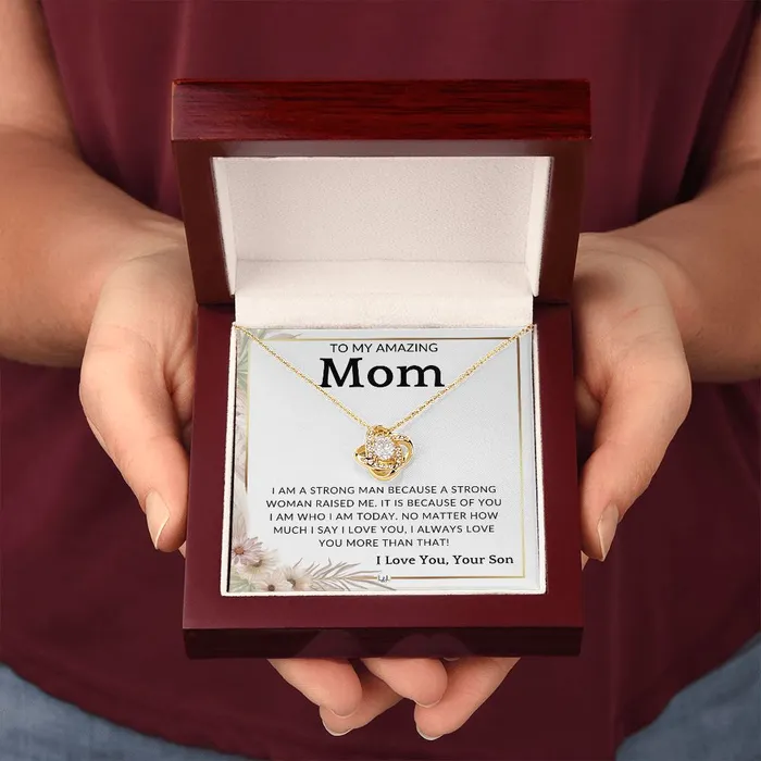Necklaces ShineOn Fulfillment Gift for Mom From Son A Strong Woman To Mother From Son Beautiful Womens Pendant Necklace Great For Mothers Day Christmas or Her Birthday