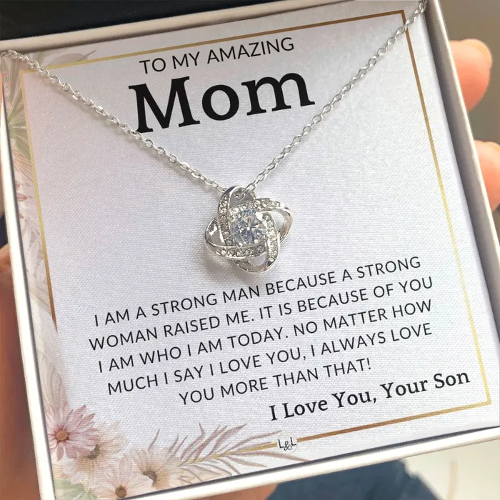 Necklaces ShineOn Fulfillment Gift for Mom From Son A Strong Woman To Mother From Son Beautiful Womens Pendant Necklace Great For Mothers Day Christmas or Her Birthday