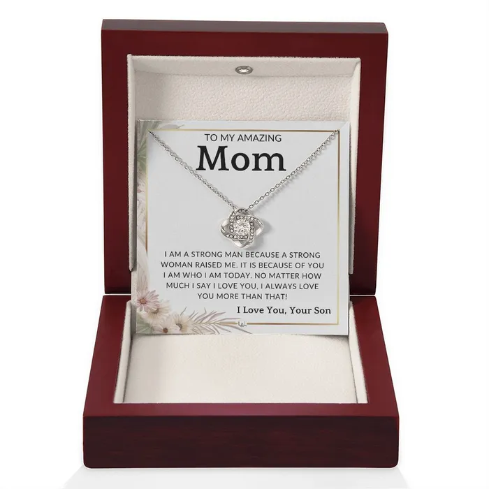 Necklaces ShineOn Fulfillment Gift for Mom From Son A Strong Woman To Mother From Son Beautiful Womens Pendant Necklace Great For Mothers Day Christmas or Her Birthday