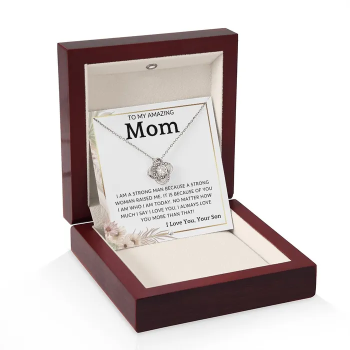 Necklaces ShineOn Fulfillment Gift for Mom From Son A Strong Woman To Mother From Son Beautiful Womens Pendant Necklace Great For Mothers Day Christmas or Her Birthday