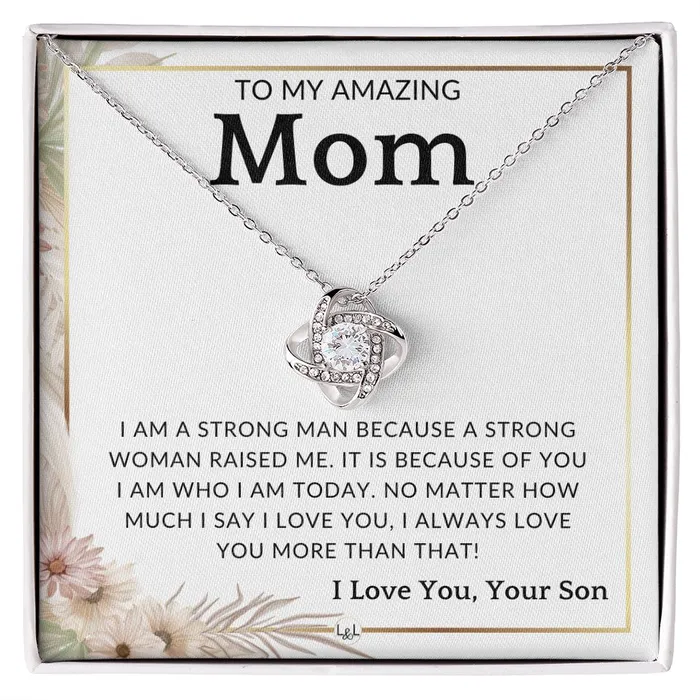 Necklaces ShineOn Fulfillment Gift for Mom From Son A Strong Woman To Mother From Son Beautiful Womens Pendant Necklace Great For Mothers Day Christmas or Her Birthday