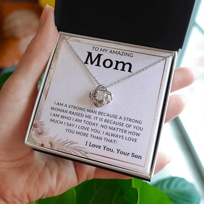 Necklaces ShineOn Fulfillment Gift for Mom From Son A Strong Woman To Mother From Son Beautiful Womens Pendant Necklace Great For Mothers Day Christmas or Her Birthday