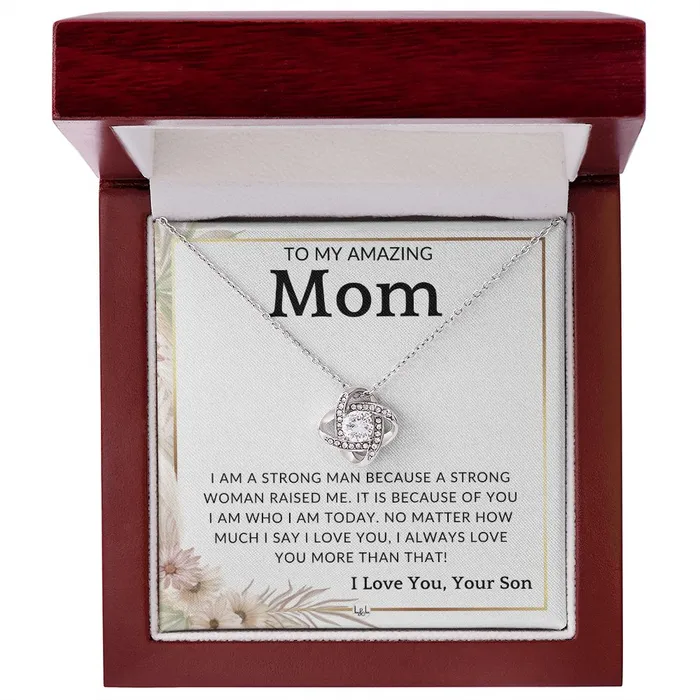 Necklaces ShineOn Fulfillment Gift for Mom From Son A Strong Woman To Mother From Son Beautiful Womens Pendant Necklace Great For Mothers Day Christmas or Her Birthday