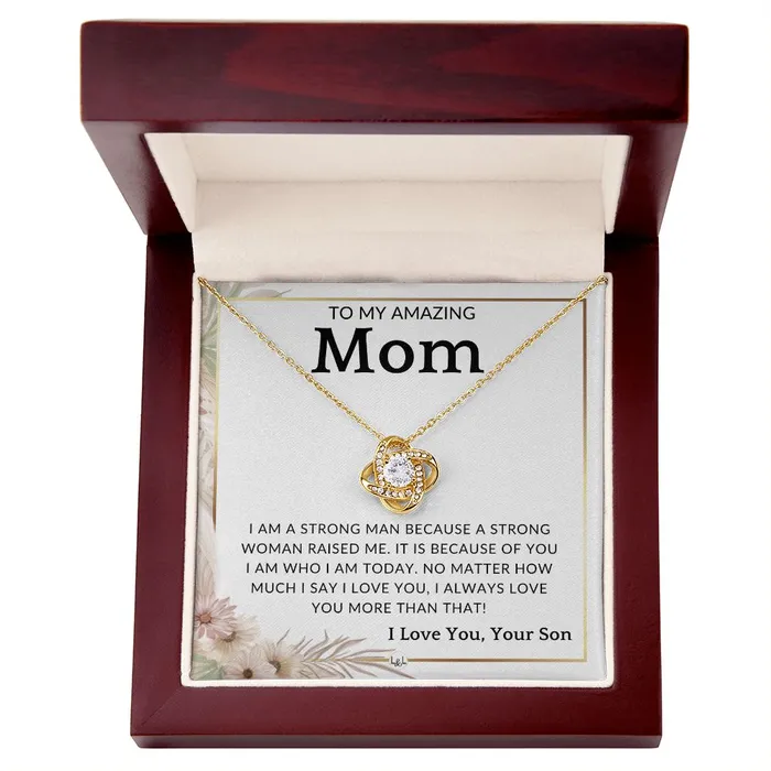 Necklaces ShineOn Fulfillment Gift for Mom From Son A Strong Woman To Mother From Son Beautiful Womens Pendant Necklace Great For Mothers Day Christmas or Her Birthday