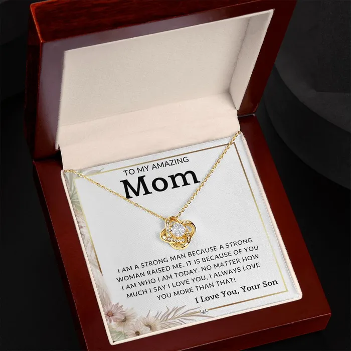 Necklaces ShineOn Fulfillment Gift for Mom From Son A Strong Woman To Mother From Son Beautiful Womens Pendant Necklace Great For Mothers Day Christmas or Her Birthday