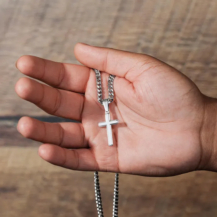 Necklaces ShineOn Fulfillment Gift For Our Grandson Numbers 62426 Christian Encouragement Christian Cross Pendant on Mens Chain Necklace Great for Christmas His Birthday Baptism or Confirmation