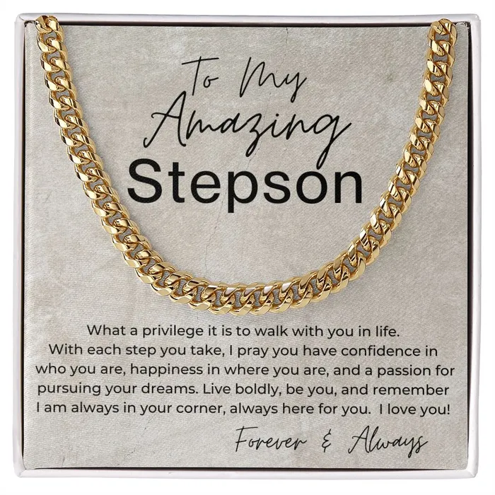 Necklaces ShineOn Fulfillment I Am Always In Your Corner Gift for Stepson Cuban Linked Chain Necklace Necklaces ShineOn Fulfillment I Am Always In Your Corner Gift for Stepson Cuban Linked Chain Necklace