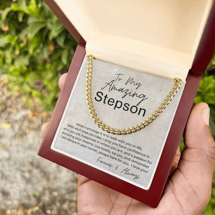 Necklaces ShineOn Fulfillment I Am Always In Your Corner Gift for Stepson Cuban Linked Chain Necklace