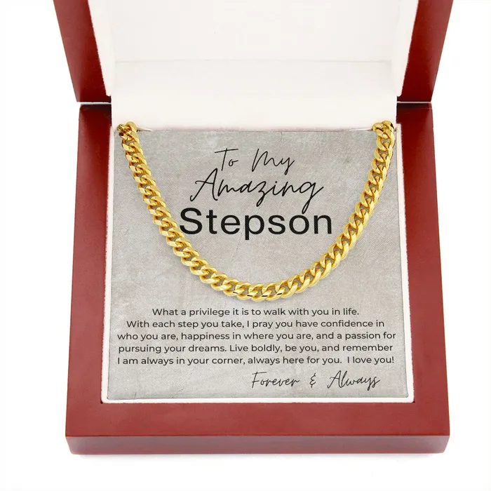 Necklaces ShineOn Fulfillment I Am Always In Your Corner Gift for Stepson Cuban Linked Chain Necklace