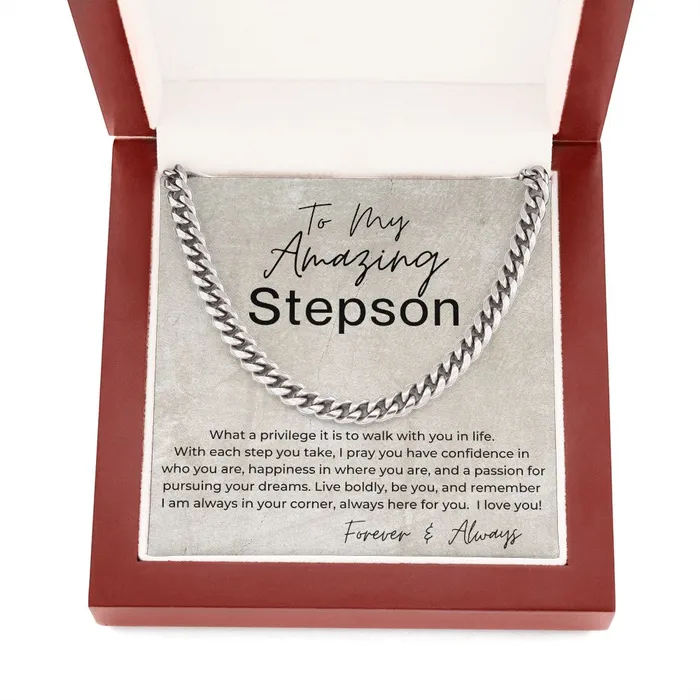 Necklaces ShineOn Fulfillment I Am Always In Your Corner Gift for Stepson Cuban Linked Chain Necklace