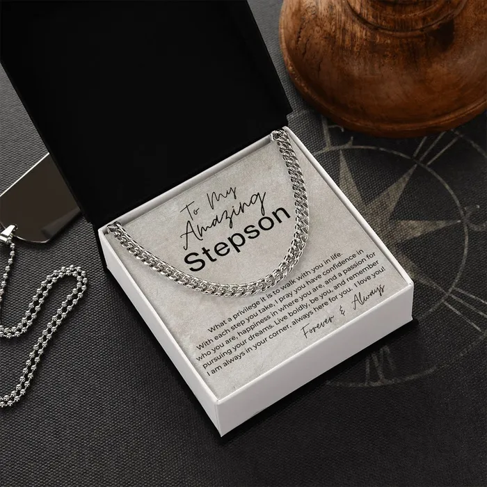 Necklaces ShineOn Fulfillment I Am Always In Your Corner Gift for Stepson Cuban Linked Chain Necklace