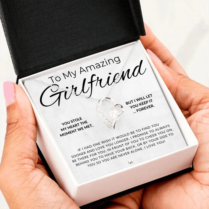 Necklaces ShineOn Fulfillment My Girlfriend You Stole My Heart Thinking of You Sentimental and Romantic Gift for Her Christmas Valentines Birthday or Anniversary Gifts