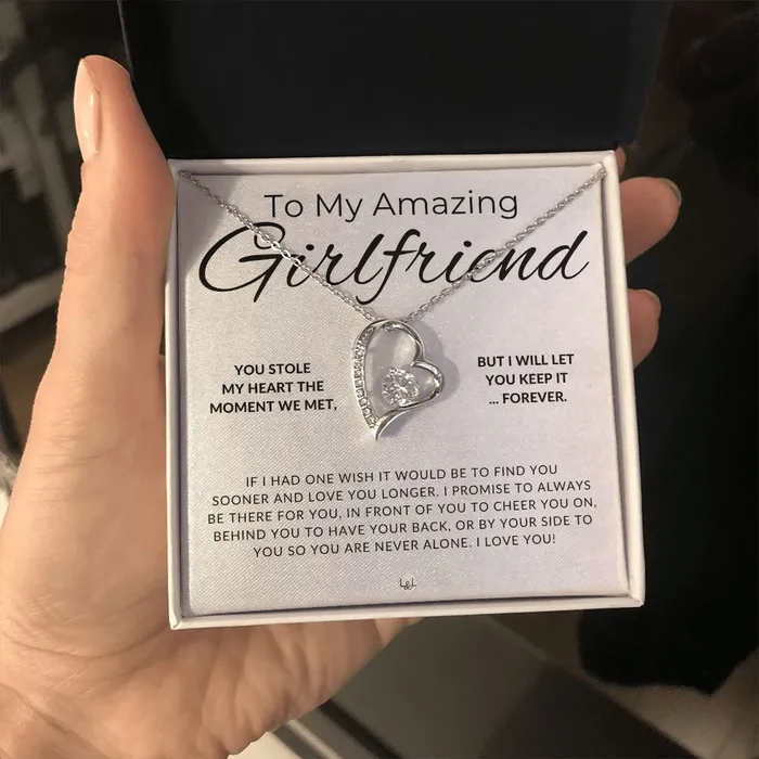 Necklaces ShineOn Fulfillment My Girlfriend You Stole My Heart Thinking of You Sentimental and Romantic Gift for Her Christmas Valentines Birthday or Anniversary Gifts
